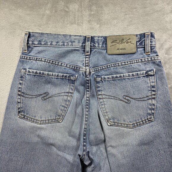 Silver Jeans Mens Jeans 28x32 Light Wash Blue Button Fly Straight Leg Denim - Picture 7 of 13